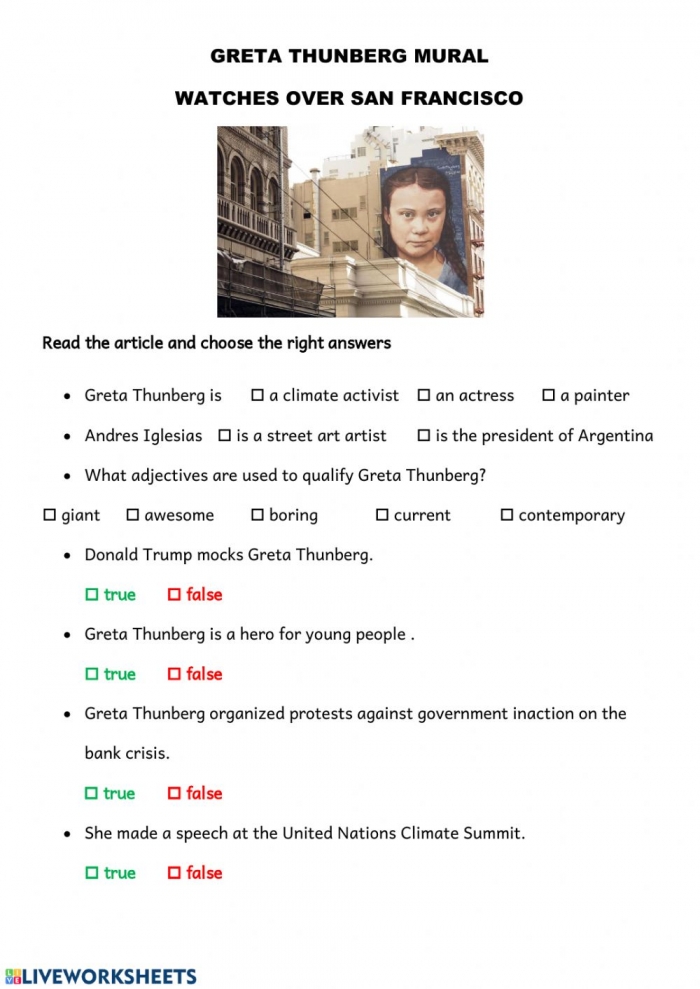 Greta Thunberg Interactive Worksheet