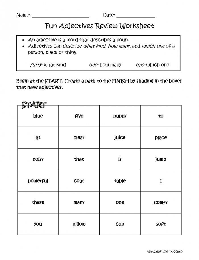 Regular Adjectives Worksheets