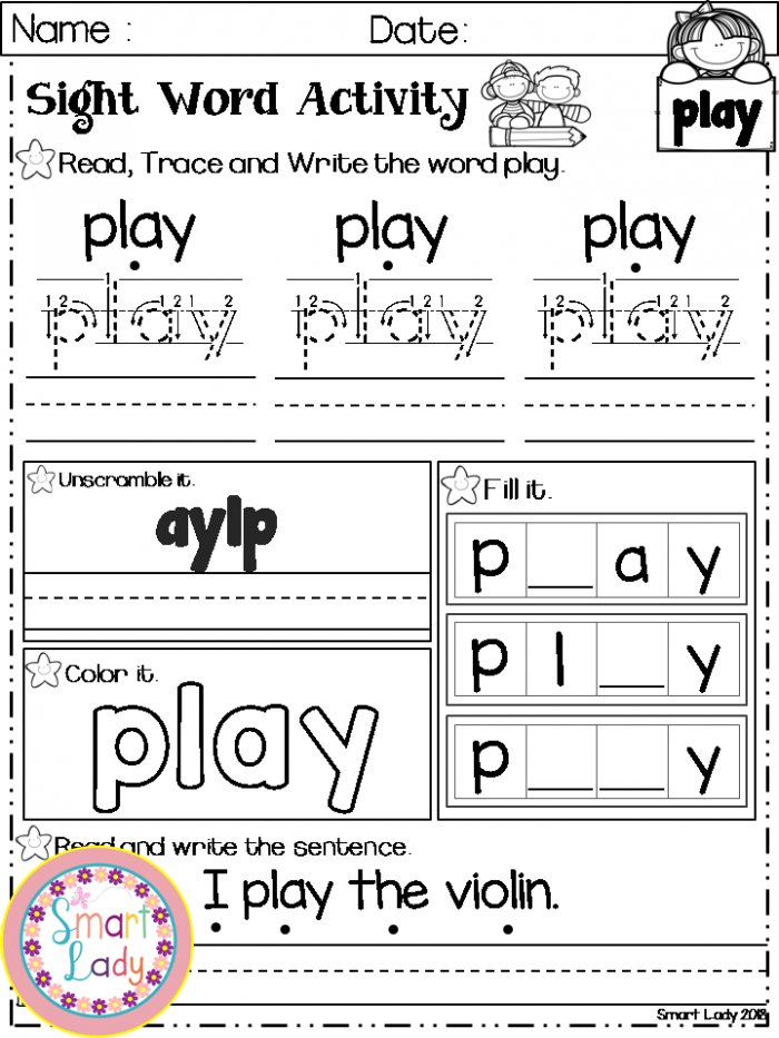 Sight Word Activity Pre Primer