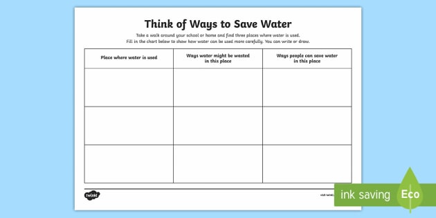 Ways To Save Water Worksheet Teacher Made