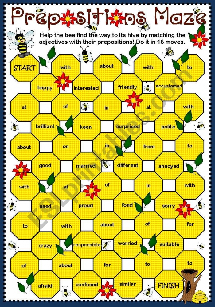 Adjective  Prepositions Maze B   W