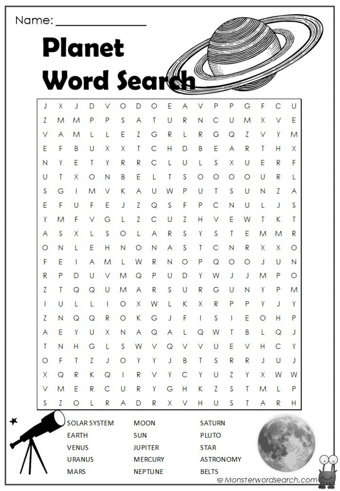 Solar System Word Search Worksheets 99Worksheets