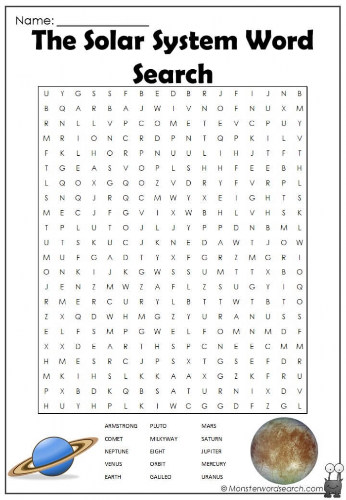 Planets Word Search Solar System Printable Treasure Hunt 4 Kids Photos