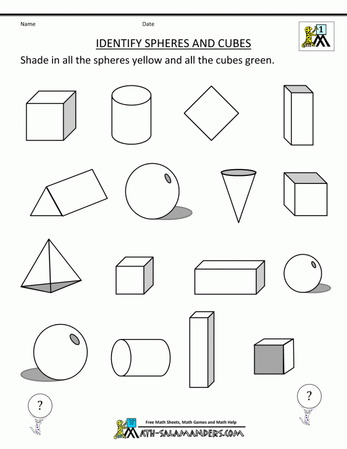 D Shapes Worksheets