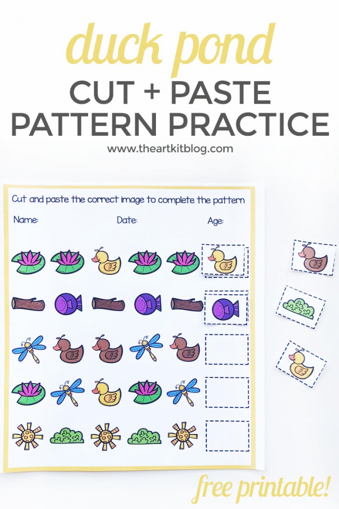 Duck Pond Cut  Paste Pattern Practice Free Printable