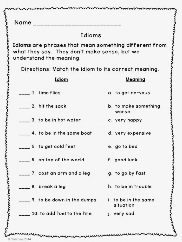 Idioms Picture This Worksheets 99Worksheets