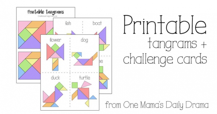 Printable Tangrams And Challenge Cards Kids Activity