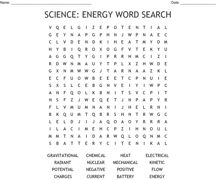 Energy Word Search Worksheets 99Worksheets