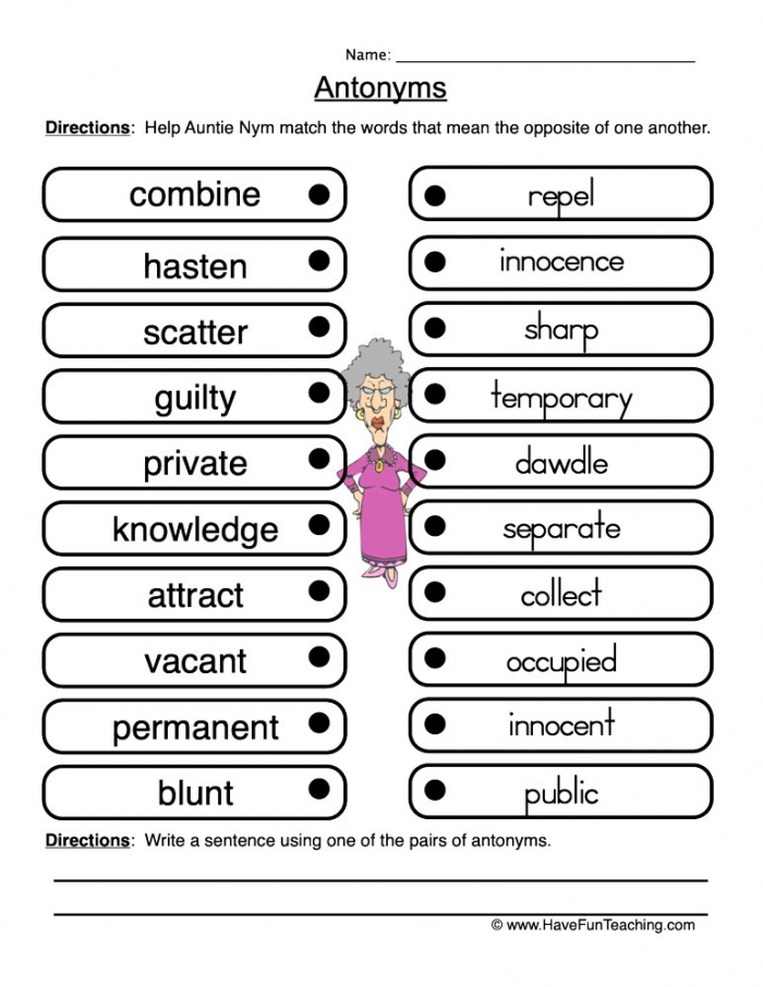 Antonyms Pairs Worksheet  Have Fun Teaching