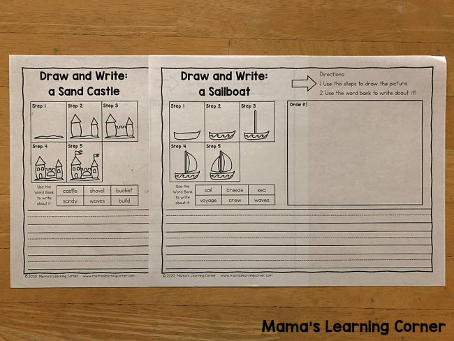 Summer Directed Draw And Write Worksheets