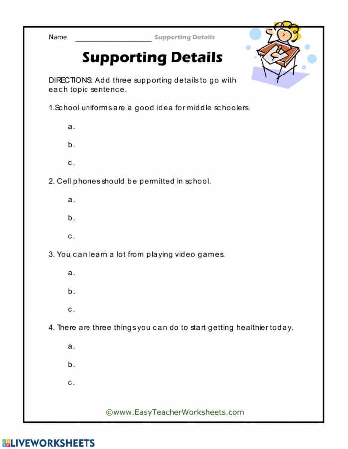 Supporting Details Worksheet